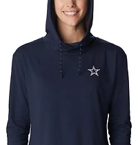 Women's Columbia Navy Dallas Cowboys Sun Trek Omni-Shade Omni-Wick Tri-Blend Pullover Hoodie
