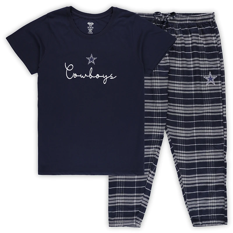 Ensemble de nuit grande taille pour femme Concepts Sport Dallas Cowboys avec t-shirt et pantalon à inscription