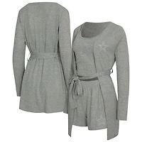 Ensemble débardeur, short et peignoir Rigor gris chiné Dallas Cowboys de Concepts Sport pour femme