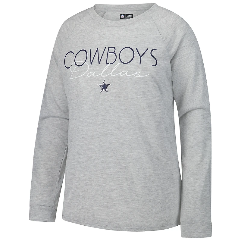 Ensemble haut à manches longues et short raglan pour femme Concepts Sport bleu marine/gris des Cowboys de Dallas
