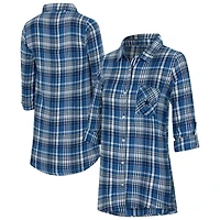 Chemise de nuit à carreaux tri-mélange bleu marine Concepts Sport pour femme, modèle Laney, boutons, inspirée des Dallas Cowboys.