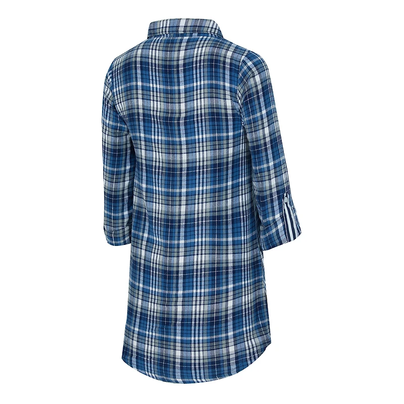 Women's Concepts Sport Navy Dallas Cowboys Laney Plaid Tri-Blend Full-Button Nightshirt