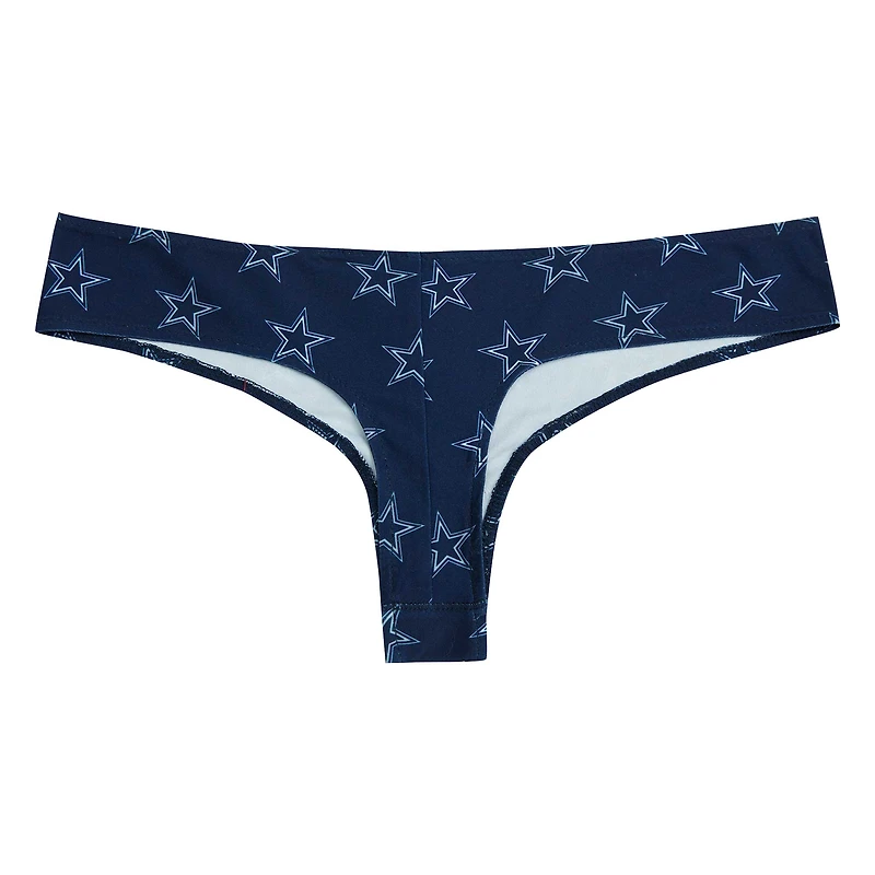 Women's Concepts Sport Navy Dallas Cowboys Record Allover Print Knit Thong