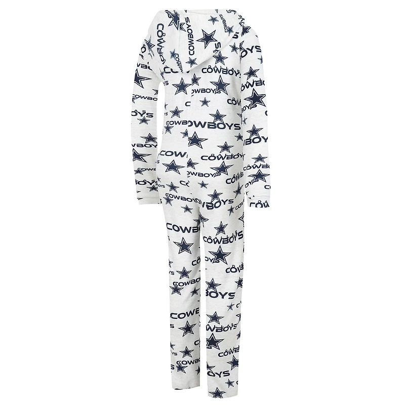 Concepts Sport pour femmes Blanc Dallas Cowboys Docket Sweat à capuche entièrement zippé Union Suit