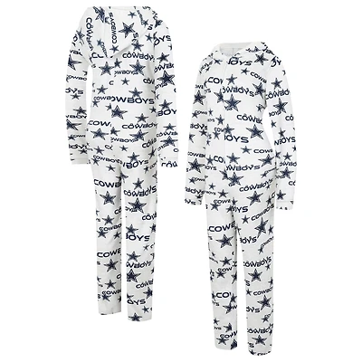 Concepts Sport pour femmes Blanc Dallas Cowboys Docket Sweat à capuche entièrement zippé Union Suit