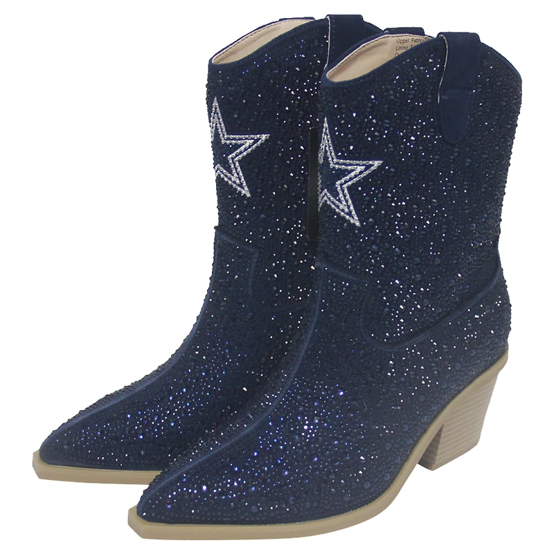 Bottines à cristaux bleu marine Dallas Cowboys Cuce pour femmes