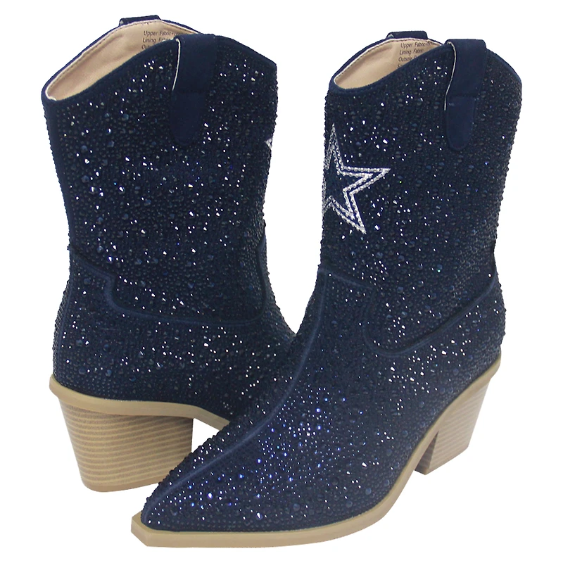 Bottines à cristaux bleu marine Dallas Cowboys Cuce pour femmes