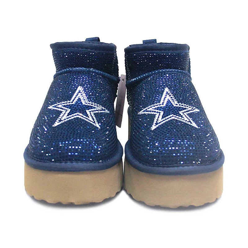 Bottes à plateforme en cristal Cuce bleu marine Dallas Cowboys pour femmes