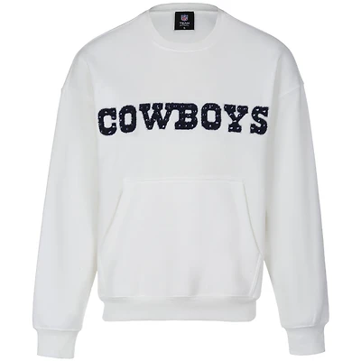 Sweat-shirt à bijoux en chenille blanc Dallas Cowboys pour femme Cuce