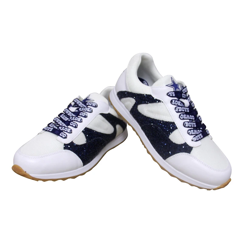 Cuce Baskets blanches à paillettes Dallas Cowboys pour femmes