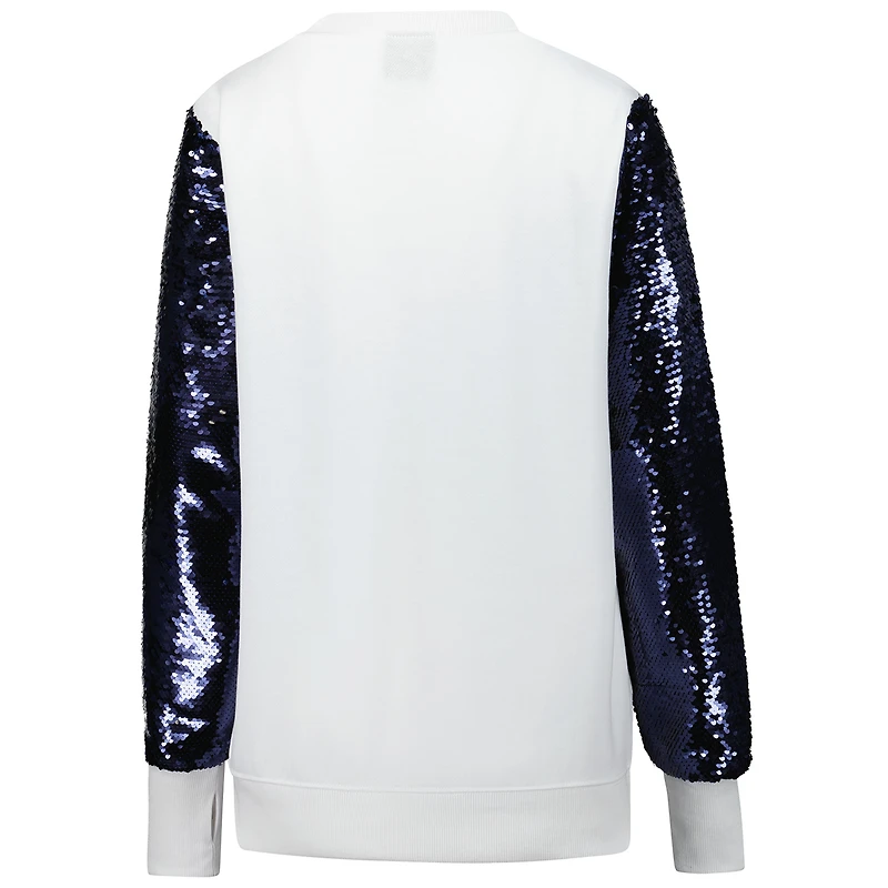 Sweat-shirt à col en V et manches sequins pour femme Cuce White Dallas Cowboys