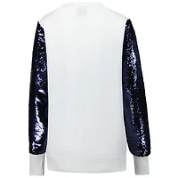 Sweat-shirt à col en V et manches sequins pour femme Cuce White Dallas Cowboys