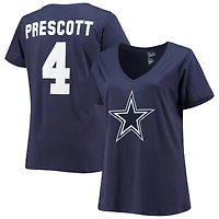 T-shirt à col en V pour femmes, Dak Prescott, Dallas Cowboys, taille plus, Fair Catch Name & Number