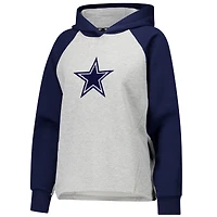 Sweat à capuche DKNY Sport gris/bleu marine pour femme, motif raglan court Dallas Cowboys Joy