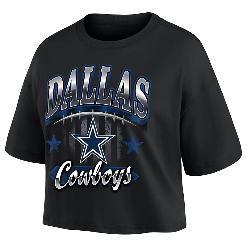 Women's Fanatics Black Dallas Cowboys Americana Cropped T-Shirt