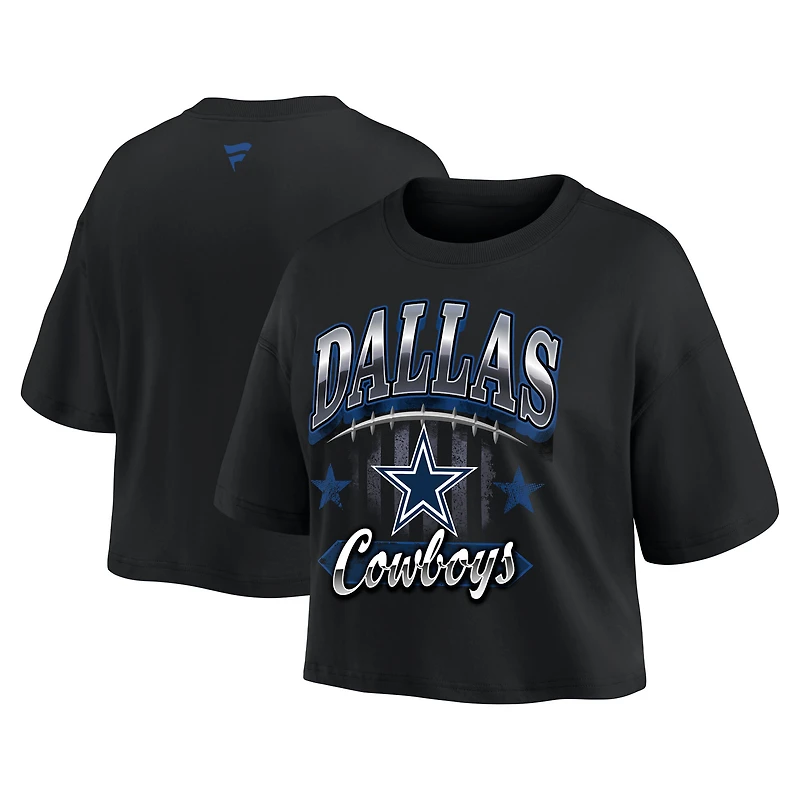 T-shirt court Fanatics pour femmes, noir, Dallas Cowboys, style américain