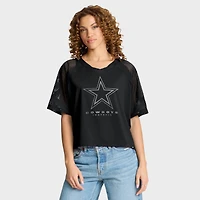 Maillot Fanatics noir à col en V et manches raglan surdimensionnées pour femme des Cowboys de Dallas