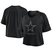 Maillot Fanatics noir à col en V et manches raglan surdimensionnées pour femme des Cowboys de Dallas