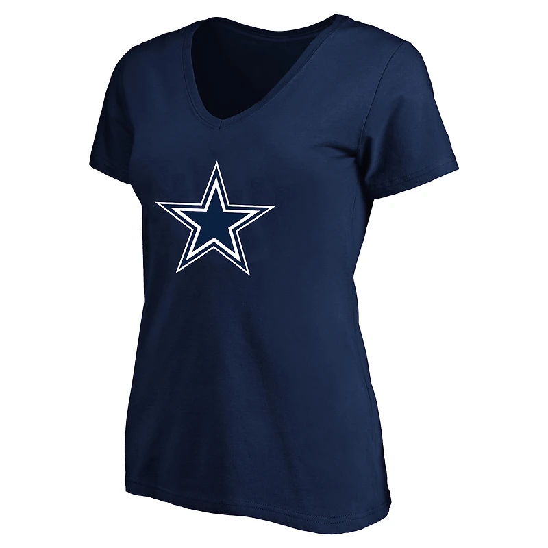 Women's Fanatics Caleb Downs Navy Dallas Cowboys Plus Name & Number V-Neck T-Shirt