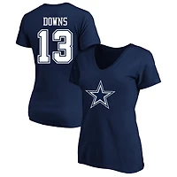 Women's Fanatics Caleb Downs Navy Dallas Cowboys Plus Name & Number V-Neck T-Shirt