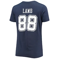 Fanatics CeeDee Lamb Navy Dallas Cowboys Player Icon Nom et numéro T-shirt à col en V pour femmes
