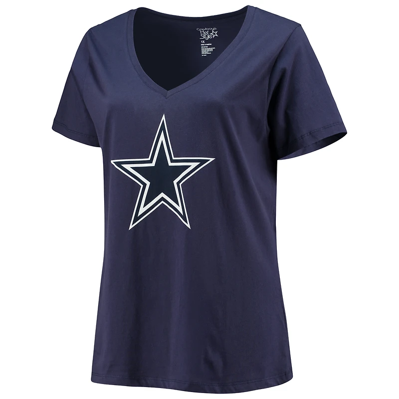 T-shirt à col en V Fanatics CeeDee Lamb bleu marine Dallas Cowboys pour femmes, grandes tailles, nom et numéro