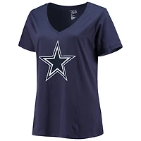 T-shirt à col en V Fanatics CeeDee Lamb bleu marine Dallas Cowboys pour femmes, grandes tailles, nom et numéro
