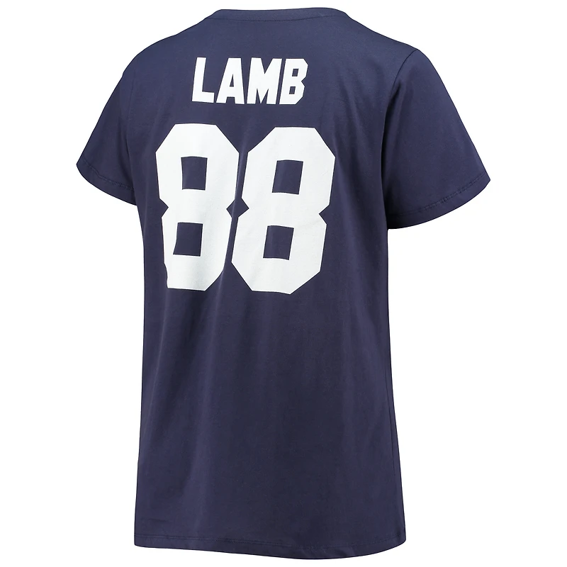 T-shirt à col en V Fanatics CeeDee Lamb bleu marine Dallas Cowboys pour femmes, grandes tailles, nom et numéro