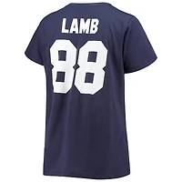 T-shirt à col en V Fanatics CeeDee Lamb bleu marine Dallas Cowboys pour femmes, grandes tailles, nom et numéro