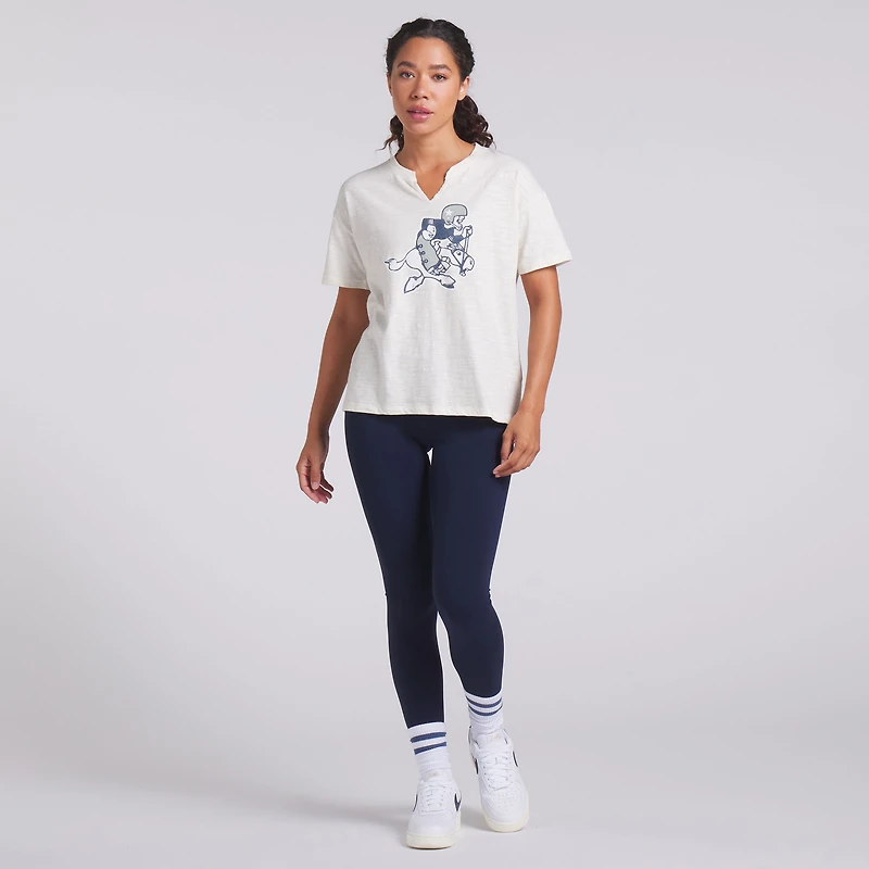 T-shirt boxy flammé Fanatics crème Dallas Cowboys pour femme
