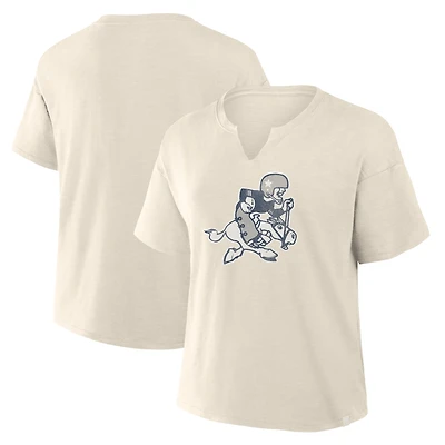T-shirt boxy flammé Fanatics crème Dallas Cowboys pour femme
