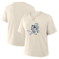 T-shirt boxy flammé Fanatics crème Dallas Cowboys pour femme