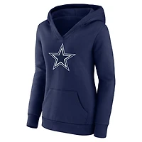 Women's Fanatics Dak Prescott Navy Dallas Cowboys Player Icon Name & Number V-Neck Pullover Hoodie