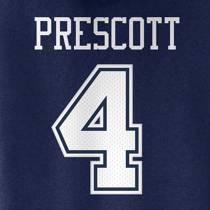 Women's Fanatics Dak Prescott Navy Dallas Cowboys Player Icon Name & Number V-Neck Pullover Hoodie