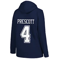 Women's Fanatics Dak Prescott Navy Dallas Cowboys Plus Player Name & Number V-Neck Hoodie