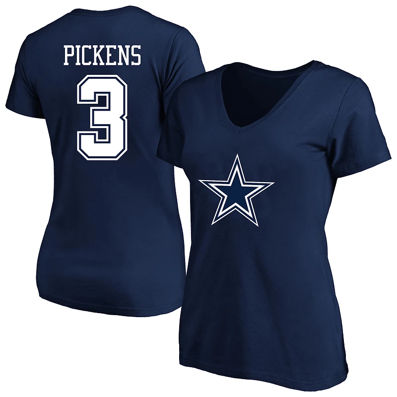 Women's Fanatics George Pickens Navy Dallas Cowboys Plus Name & Number V-Neck T-Shirt