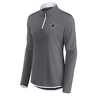 Women's Fanatics Gray Dallas Cowboys Corner Long Sleeve 1/4 Zip Top