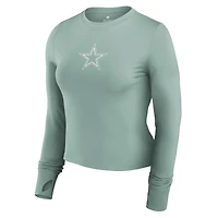 Haut de sport ajusté à manches longues Fanatics Green Dallas Cowboys Studio pour femmes