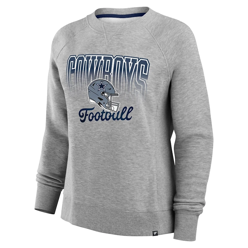 Women's Fanatics Heather Gray Dallas Cowboys Hit Hard Fleece Pullover Sweatshirt