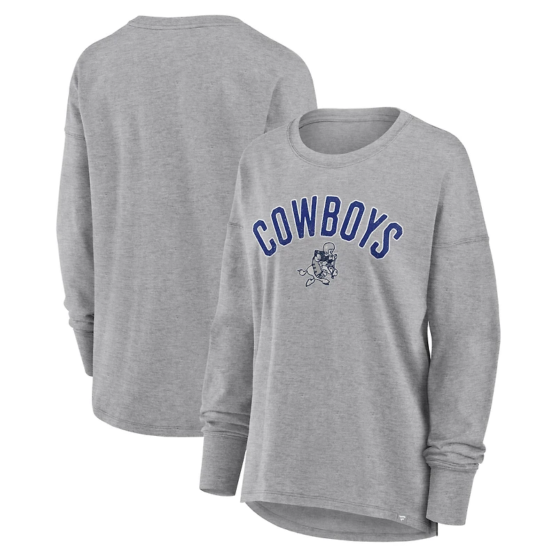T-shirt à manches longues Fanatics Heather Grey Dallas Cowboys Hometown Legacy pour femme