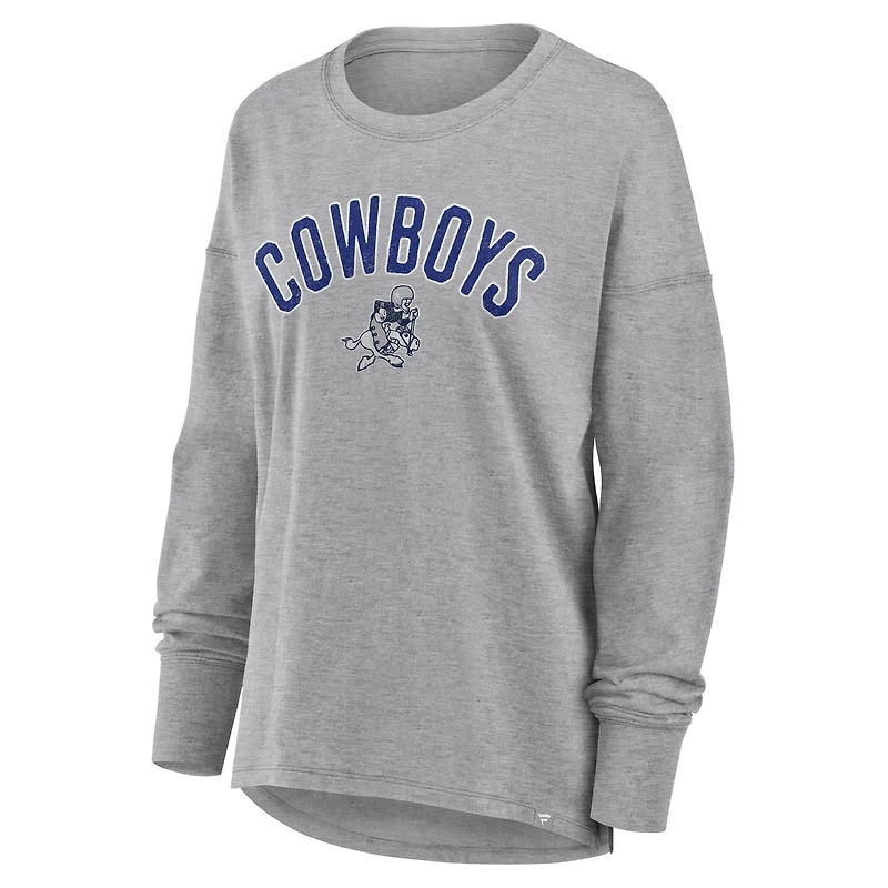 T-shirt à manches longues Fanatics Heather Grey Dallas Cowboys Hometown Legacy pour femme
