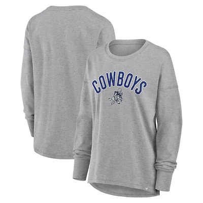 T-shirt à manches longues Fanatics Heather Grey Dallas Cowboys Hometown Legacy pour femme
