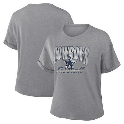 Women's Fanatics Heather Gray Dallas Cowboys Overplayed Tribute Tri-Blend Boxy T-Shirt