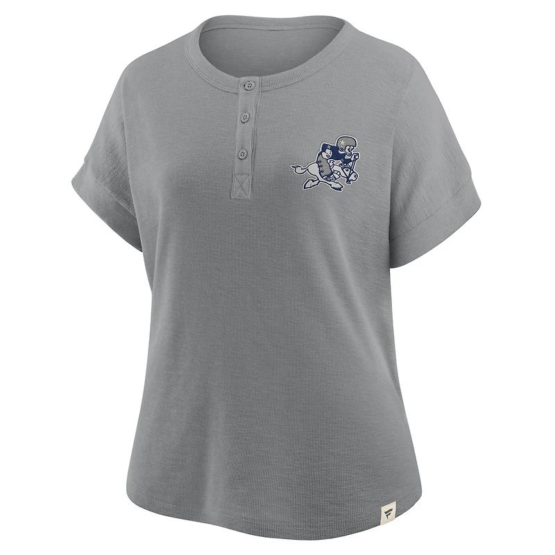 T-shirt Henley surdimensionné gris chiné Fanatics pour femme des Cowboys de Dallas, Hometown Premium