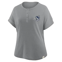 T-shirt Henley surdimensionné gris chiné Fanatics pour femme des Cowboys de Dallas, Hometown Premium