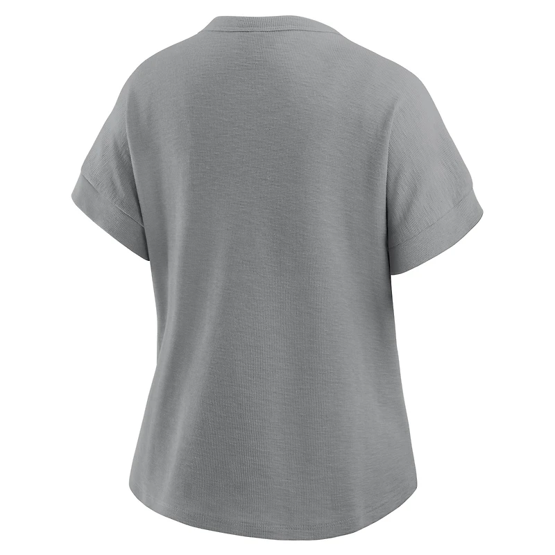 Women's Fanatics Heather Gray Dallas Cowboys Oversized Hometown Premium Henley Shirt