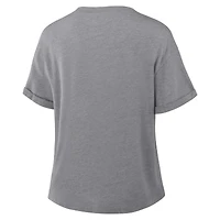 Women's Fanatics Heather Gray Dallas Cowboys Pennant Wave Tribute Tri-Blend Boxy T-Shirt