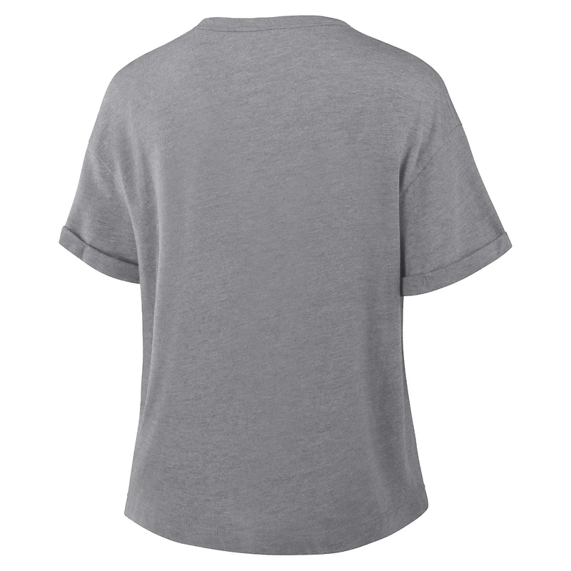 Women's Fanatics Heather Gray Dallas Cowboys Pennant Wave Tribute Tri-Blend Boxy T-Shirt