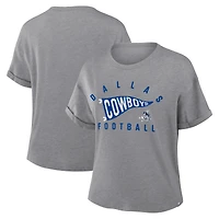 Women's Fanatics Heather Gray Dallas Cowboys Pennant Wave Tribute Tri-Blend T-Shirt
