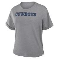 Women's Fanatics Heather Gray Dallas Cowboys Swing Pass Tri-Blend Boxy T-Shirt